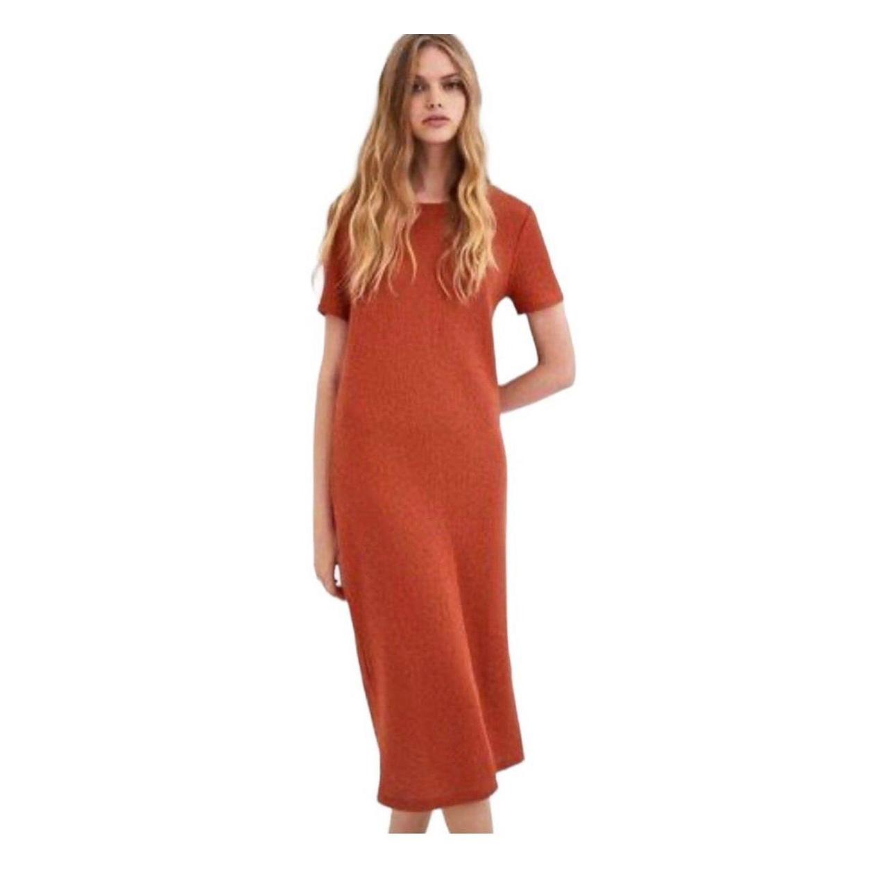 Zara orange knit fashion dress