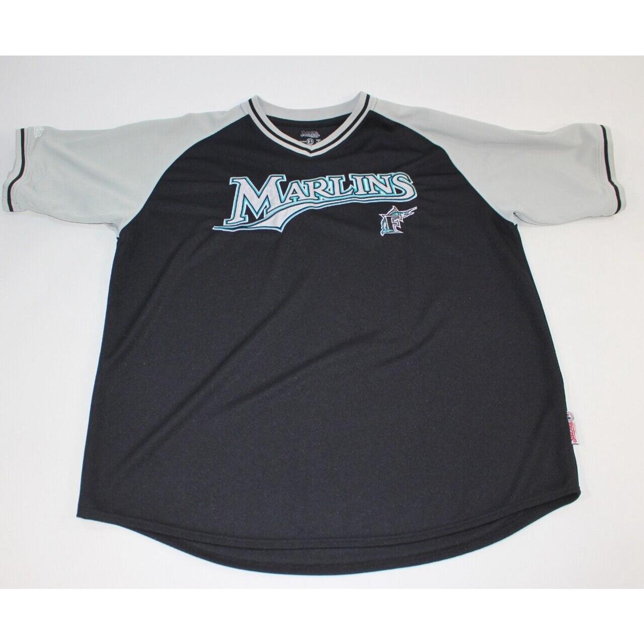 VTG Miami Florida Marlins Jersey Shirt Black Sewn - Depop