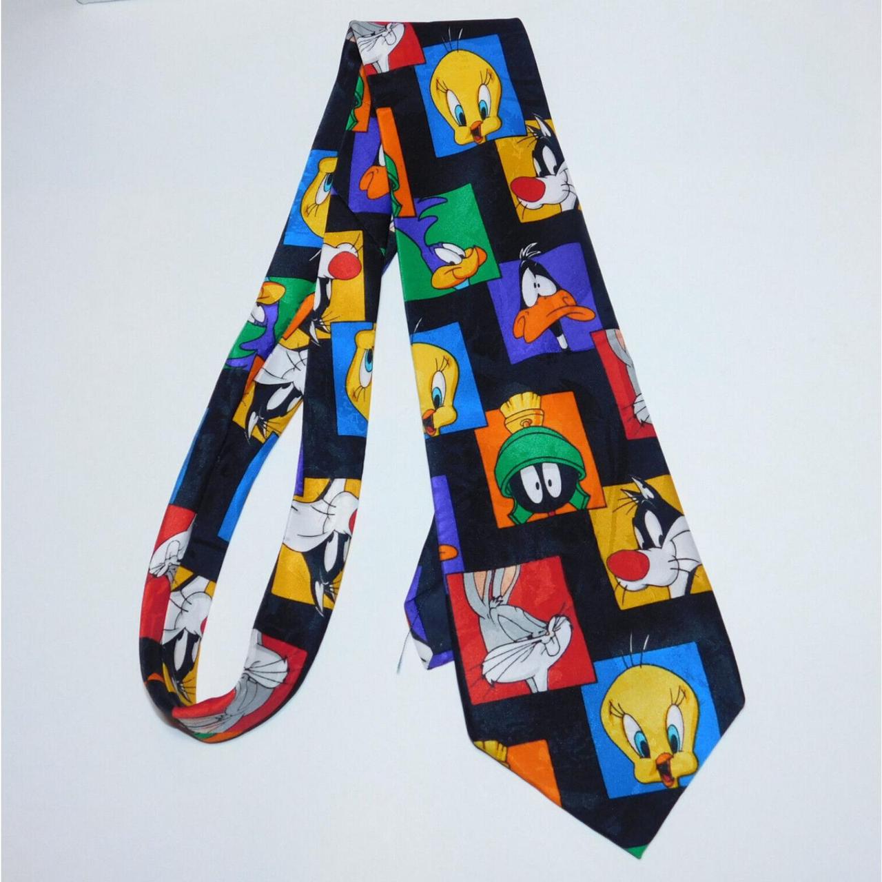 Vintage 1993 Looney Tunes Mania Designer Neck Tie... - Depop