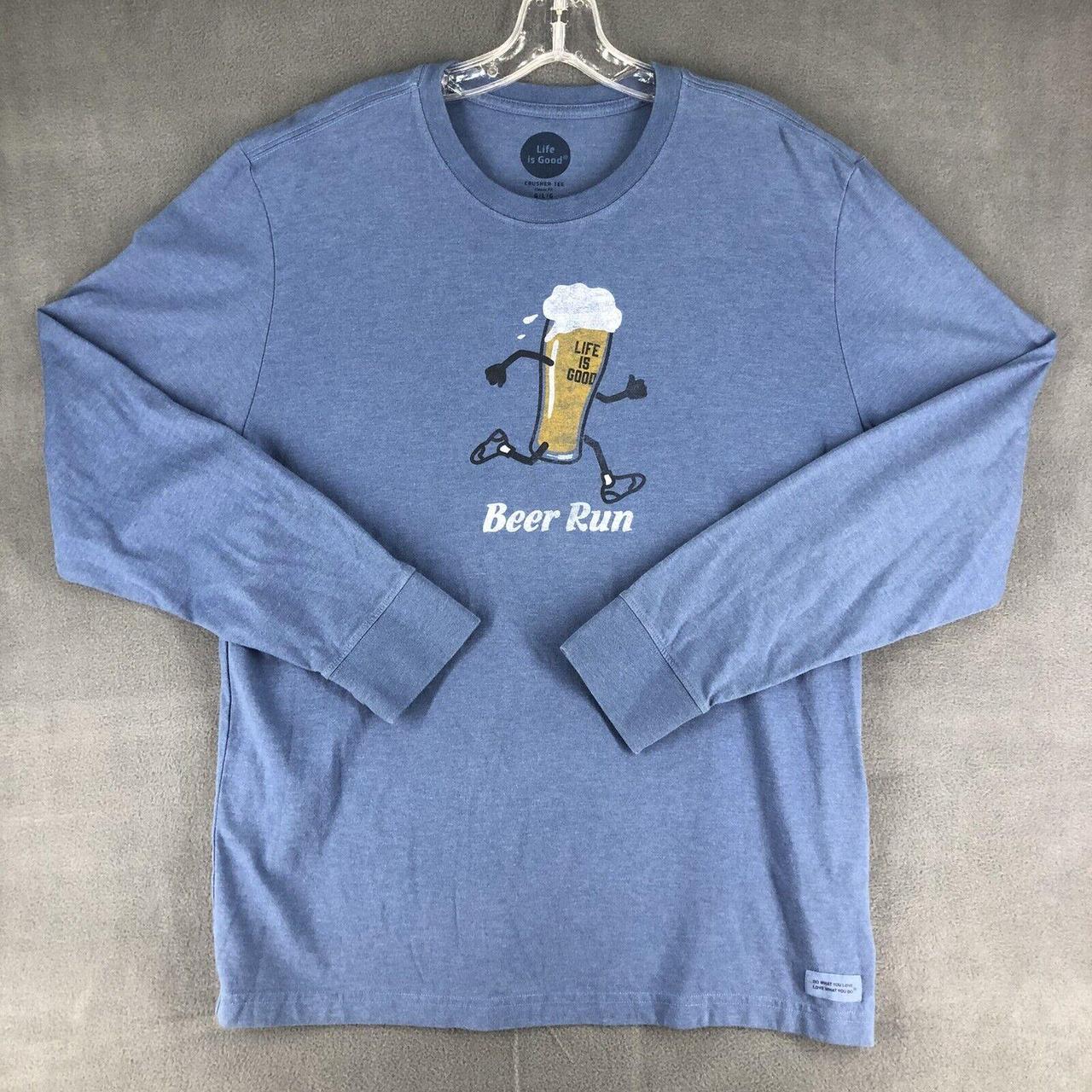 Life Is Good Shirt Large Blue Crusher Tee Beer Run... Depop