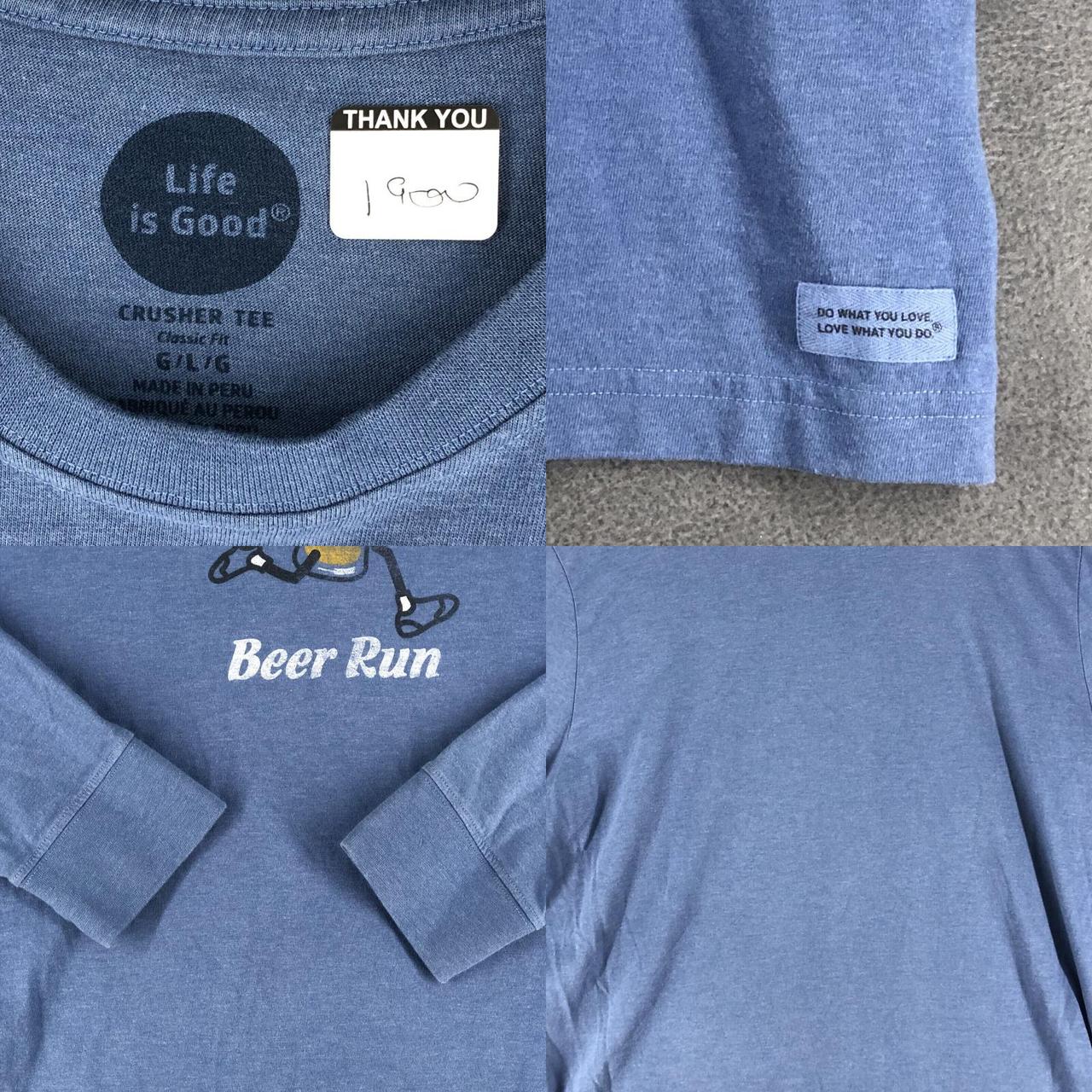 Life Is Good Shirt Large Blue Crusher Tee Beer Run... Depop