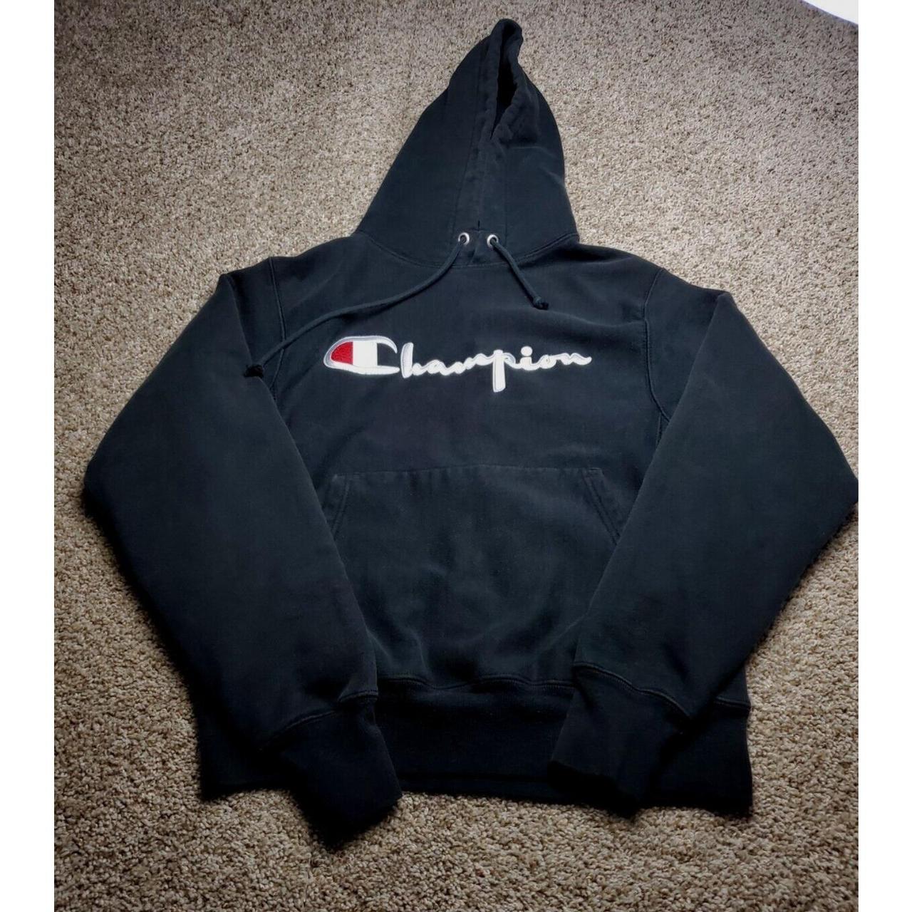 Champion Hooded Sweatshirt Men Hoodies Black in Size:S