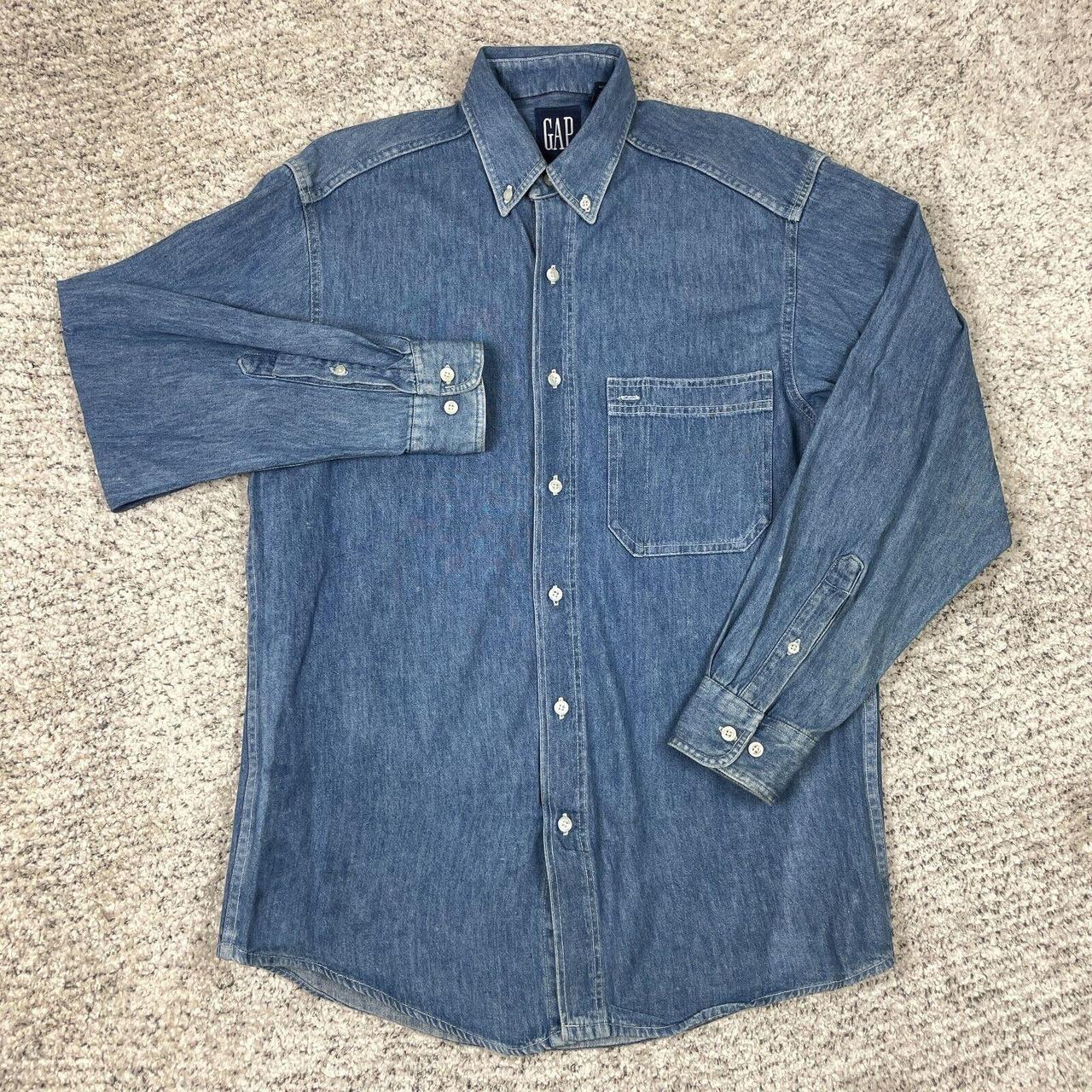 VTG Gap Denim Shirt Mens Small Made In USA *STAINS*... - Depop