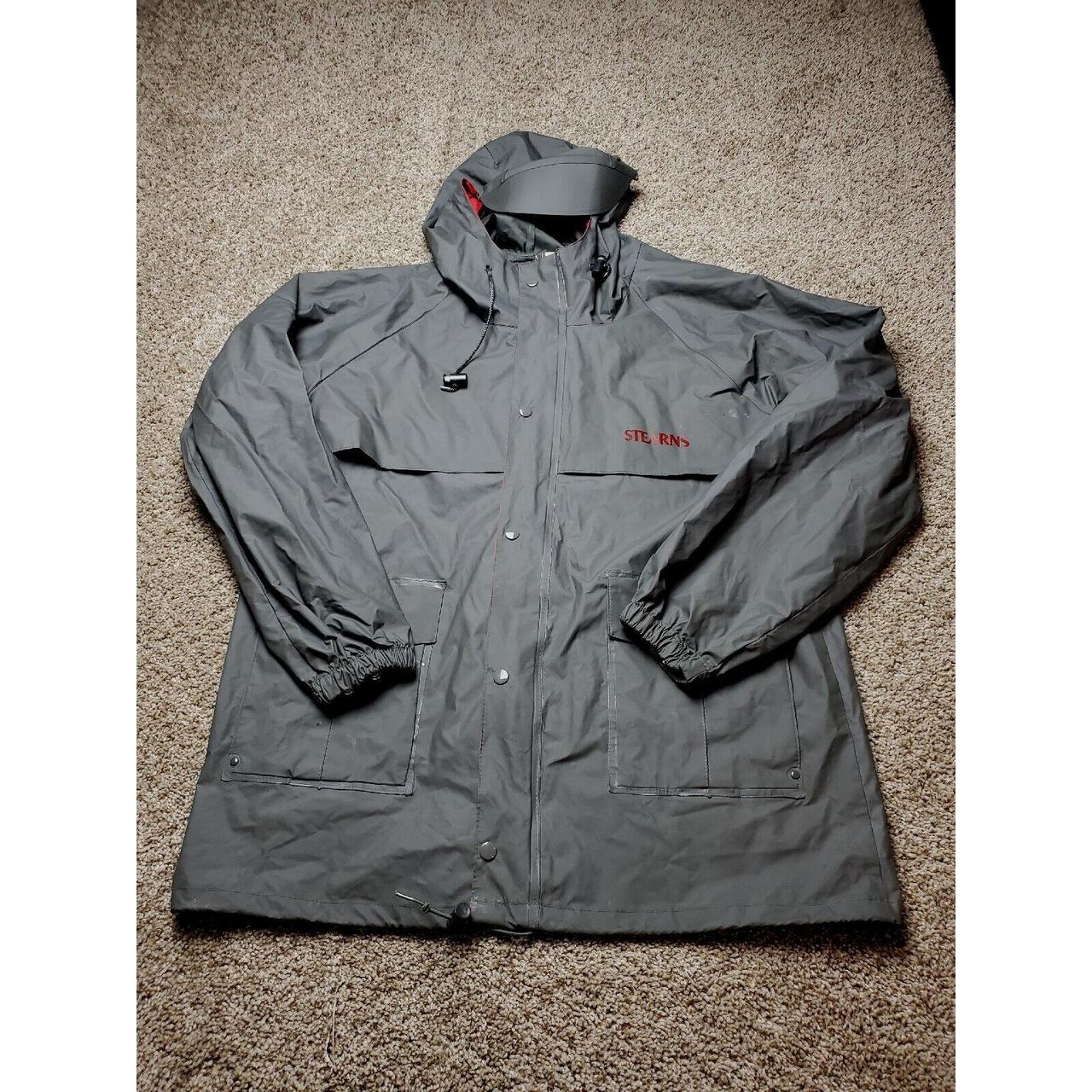 Stearns Rain Jacket Medium Mens Gray Full Zip Coated... Depop