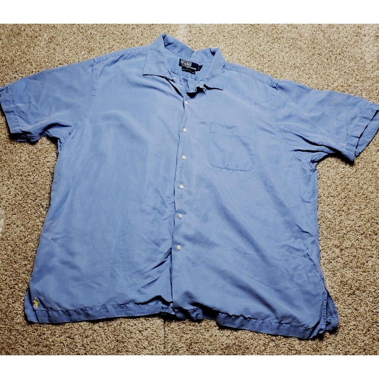 Polo Ralph Lauren Caldwell Shirt 2XL Mens Blue Silk... - Depop