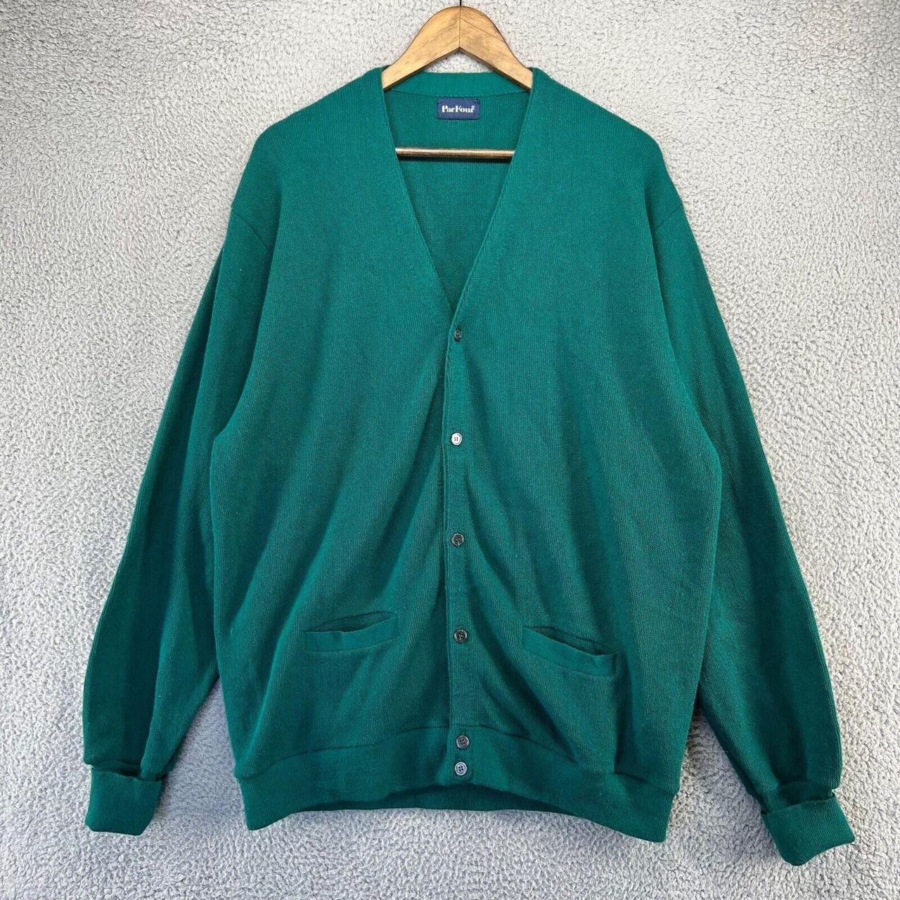 Vintage Par Four Cardigan Sweater Men's 2XL Green... - Depop