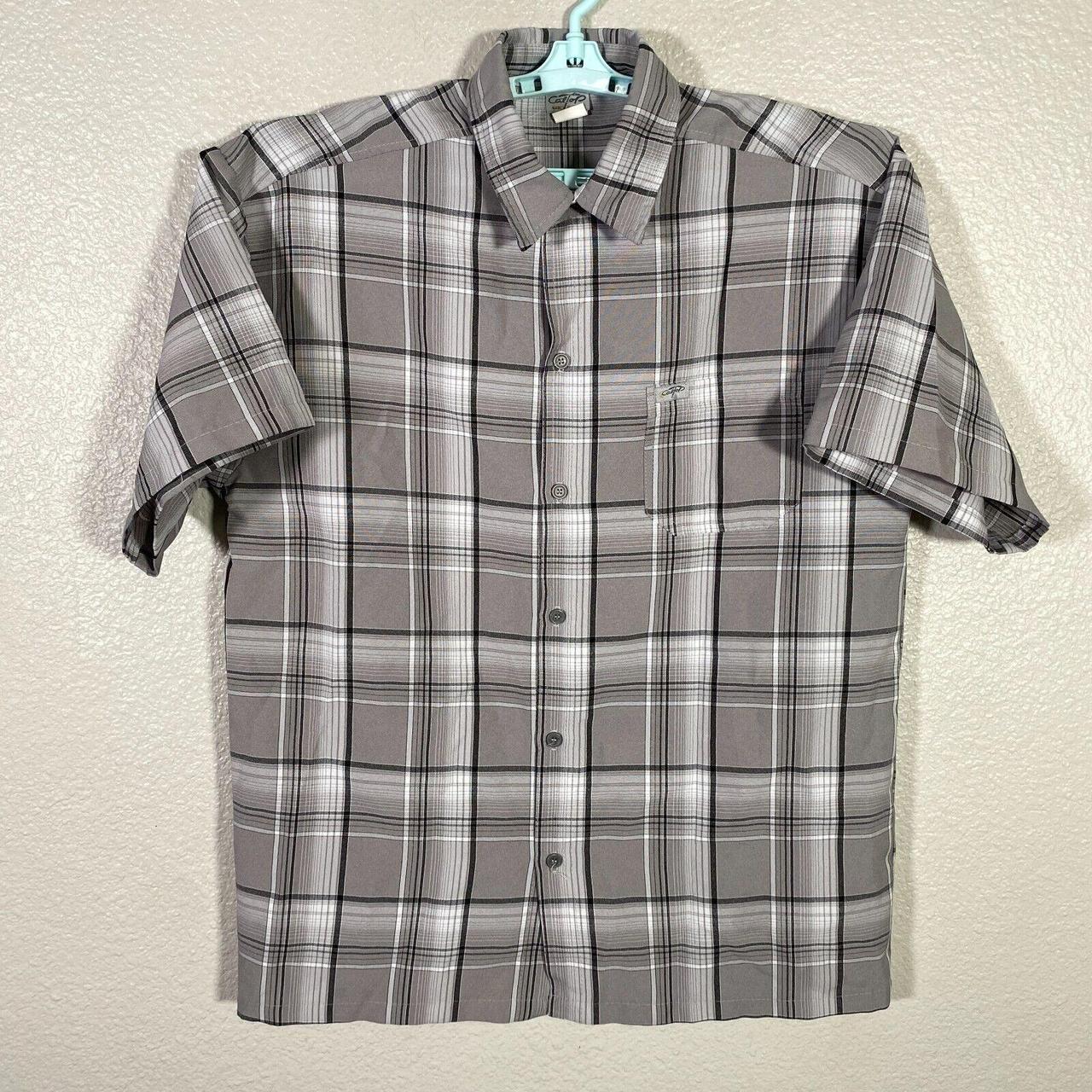 Caltop Shirt Mens Medium Gray White Button Up Hip... - Depop