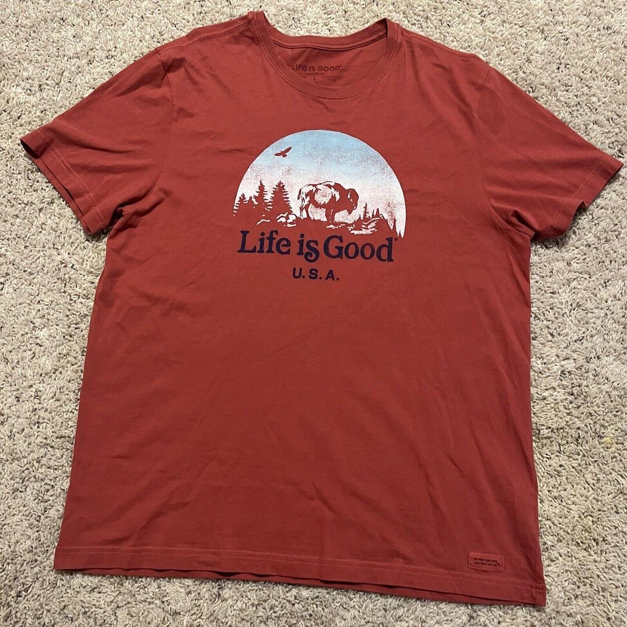 Life Is Good Shirt Mens Large Red Blue Crusher Tee... Depop