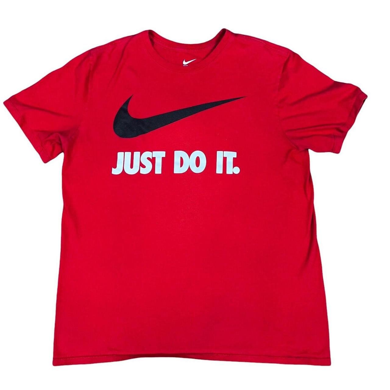 Nike Shirt Mens Large Red Black Just Do It Swoosh... - Depop