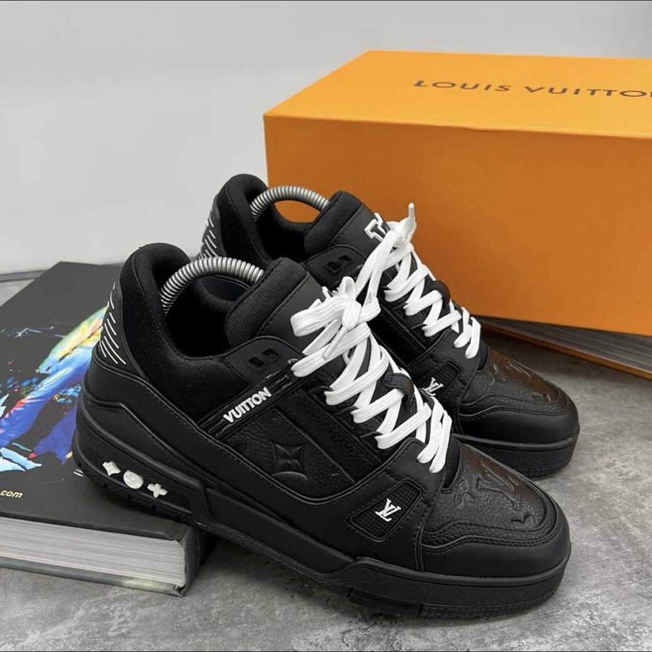 Louis Vuitton Men's Black and White Trainers Depop