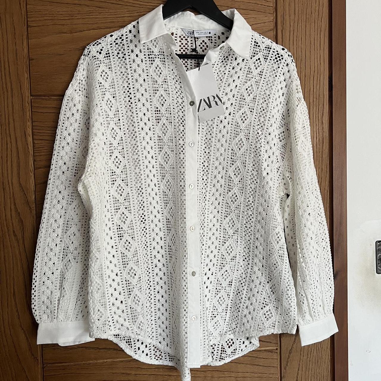 Zara ecru crochet detail shirt Brand new with Depop