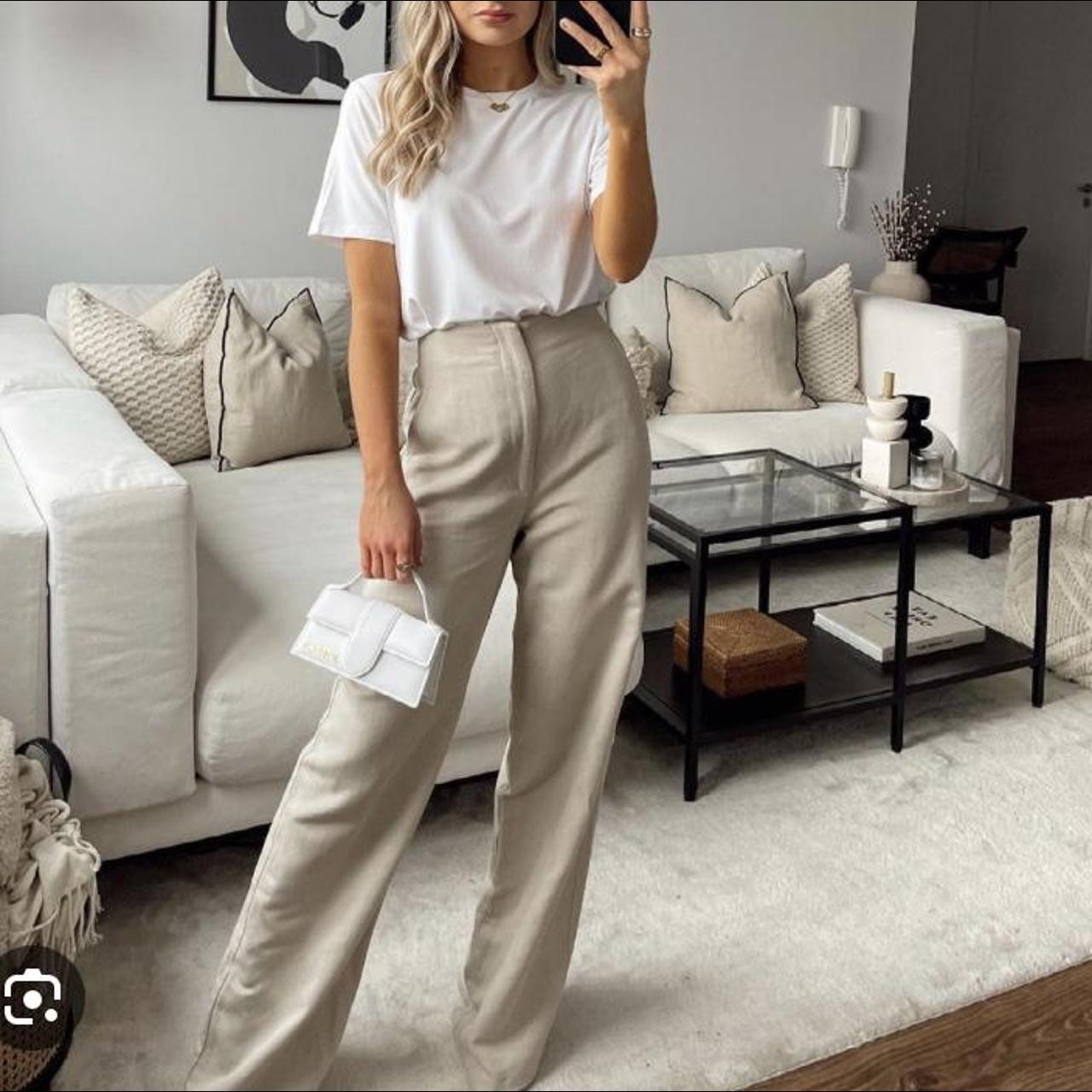 Zara full length linen blend trousers. Brand new... Depop