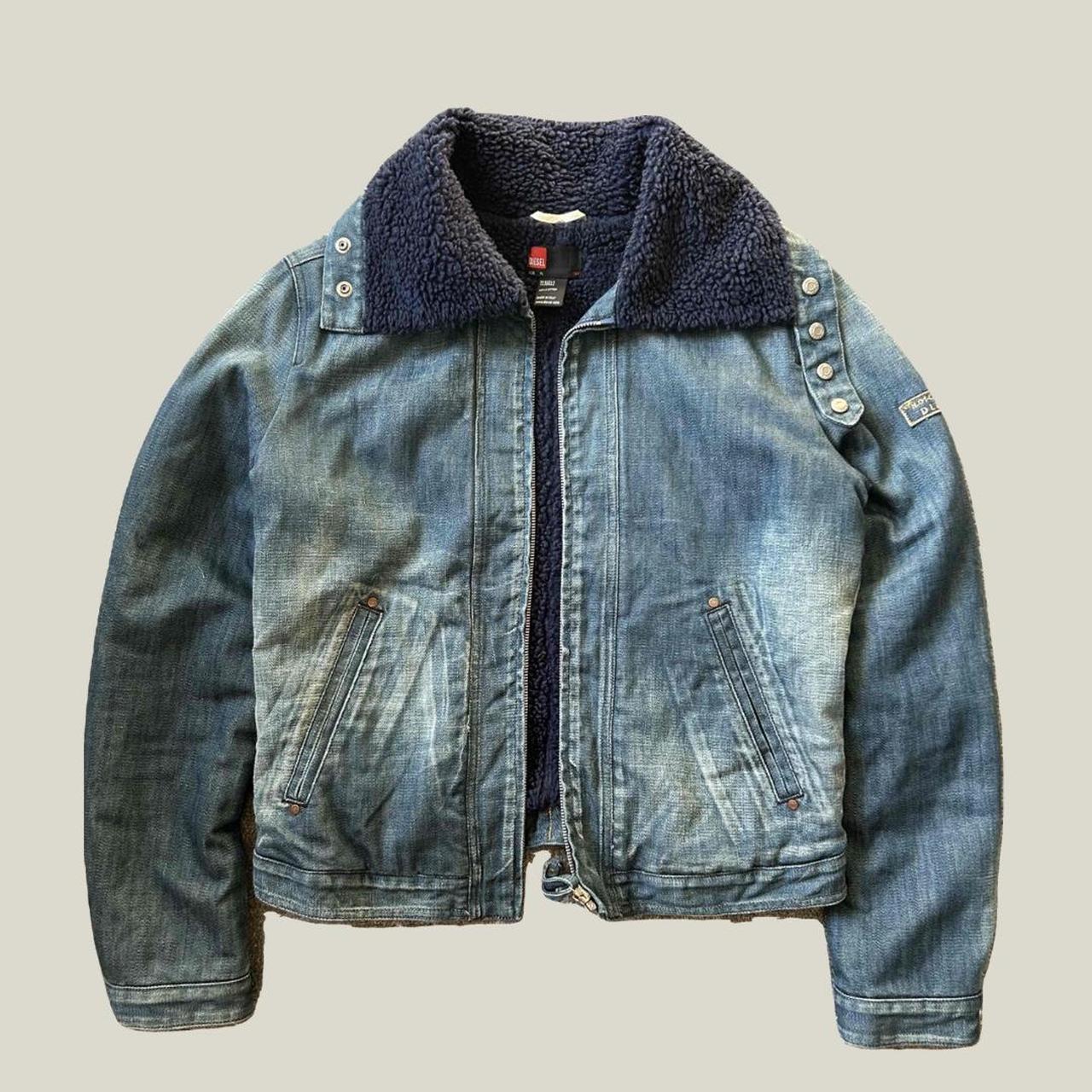 Diesel Denim Jacket with Sherpa Fur Lined size XL Depop