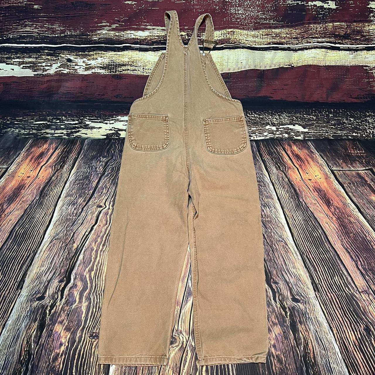 Tan Carhartt Double Knee Overalls Youth Size 7... Depop
