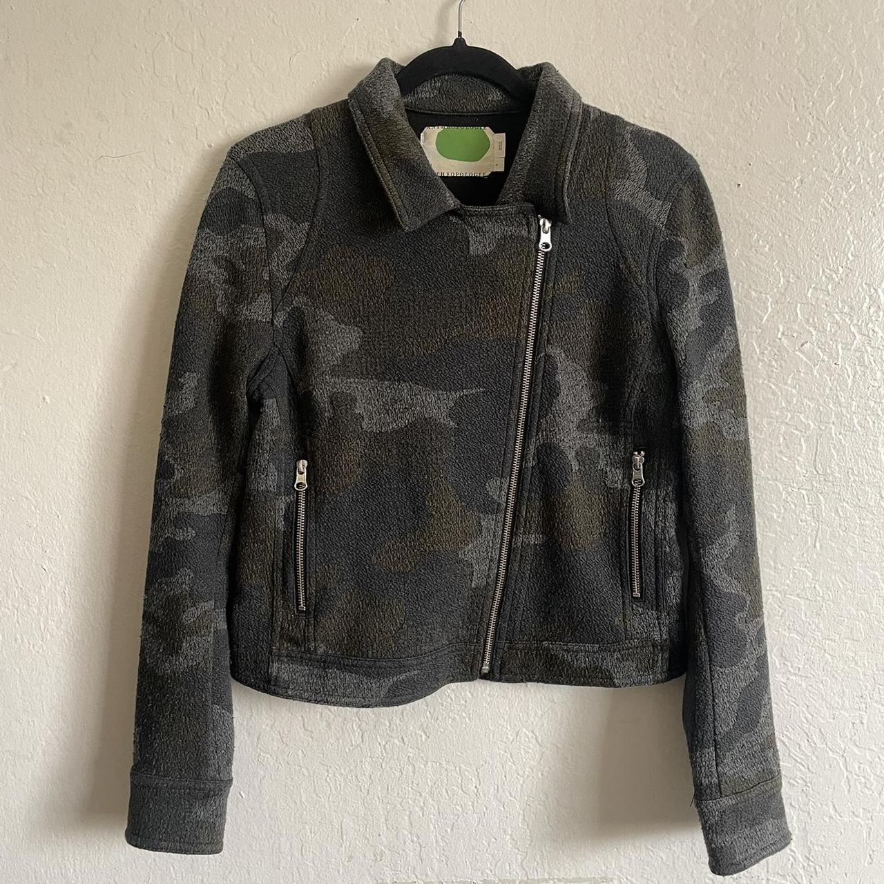 Anthropologie Camo Moto Jacket Size S Flaws Depop