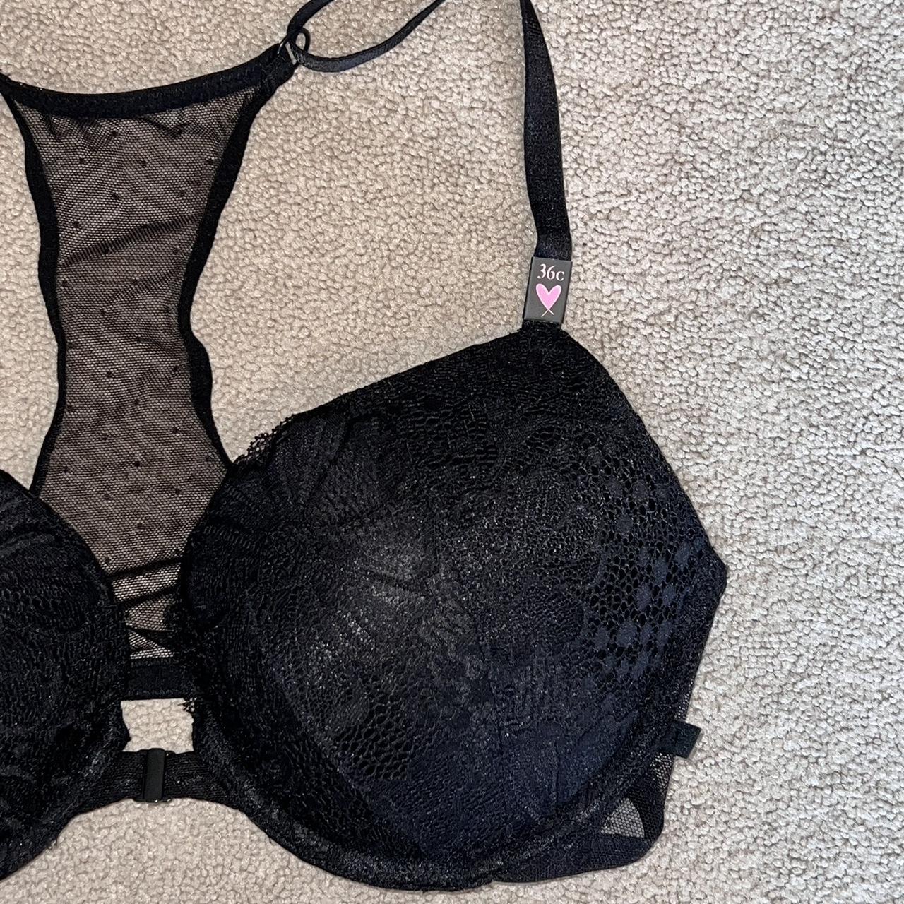 Victoria Secret Black Push-Up Racerback Bra in Front - Depop