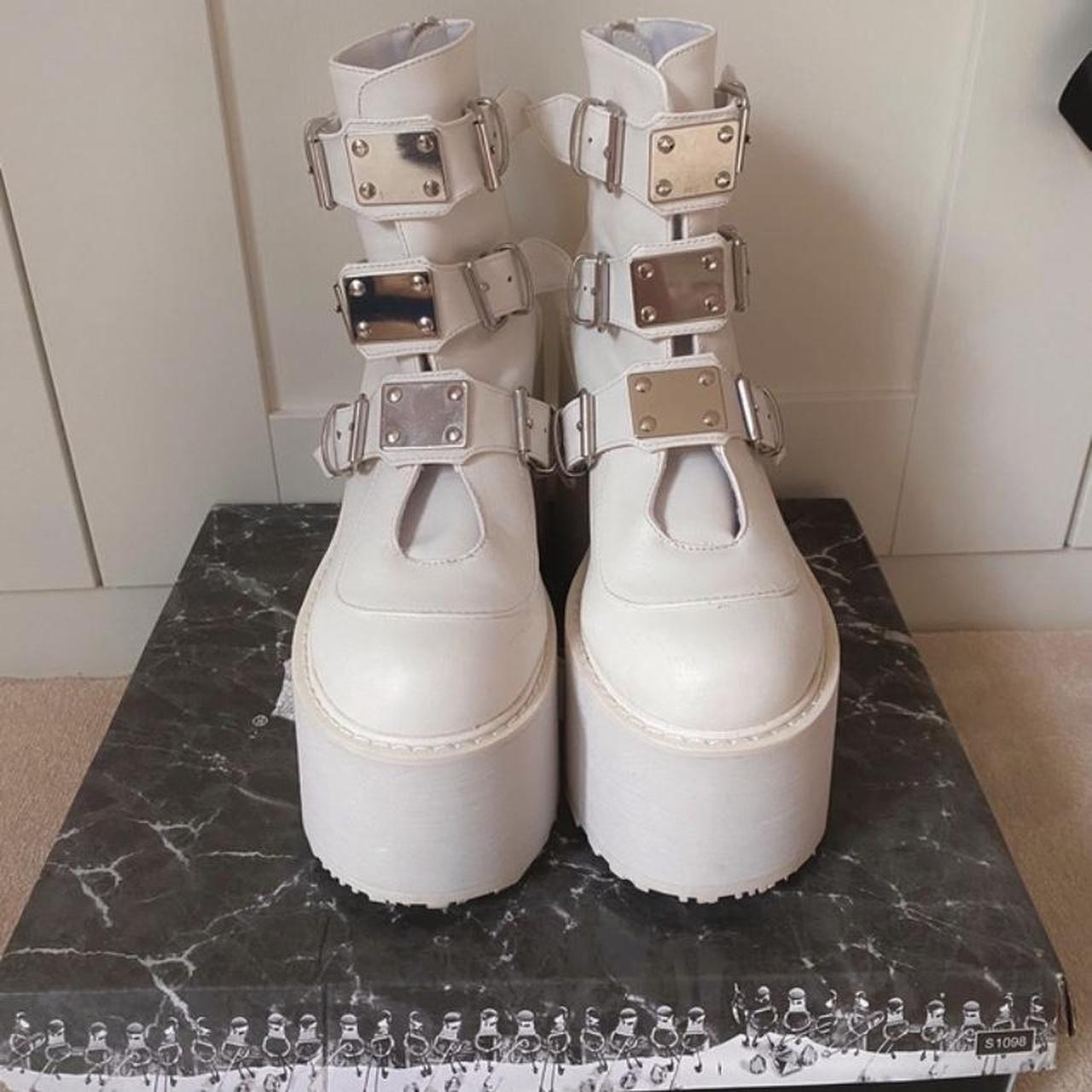 demonia white platform boots