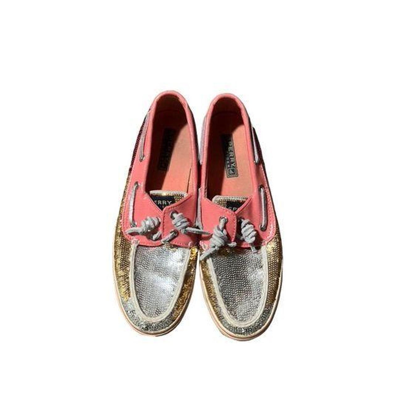 Sperry Women's Pink and Silver Loafers (2)