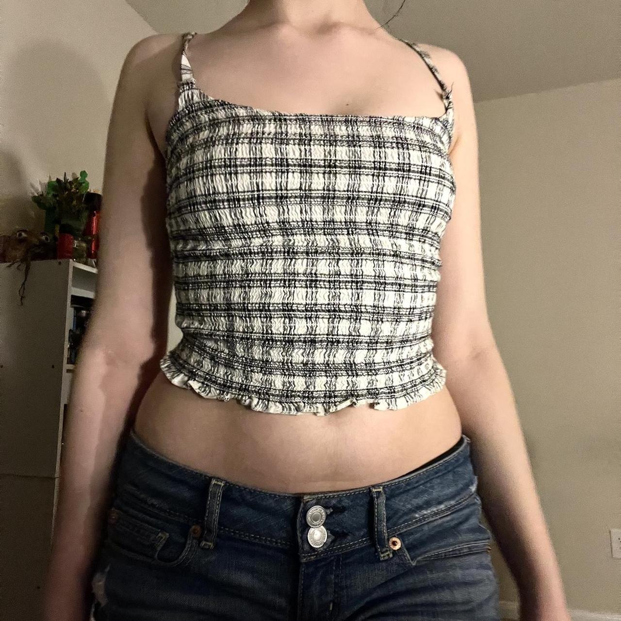 Vintage Hollister Scrunch Paper Bag Cami #plaid... - Depop