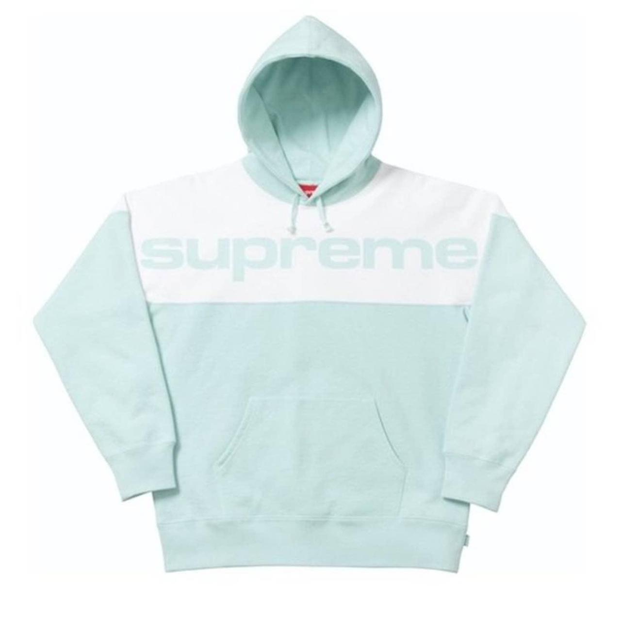 Supreme Blocked Hoodie Ice Blue Size L Great... - Depop