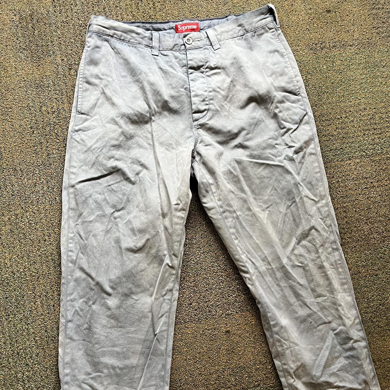 SUPREME CHINO PANTS #supreme #chinos #grey #rare... - Depop