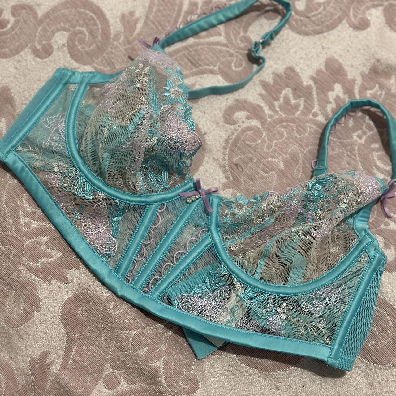 Bras n things baby blue bra with detailing Size 10/M - Depop