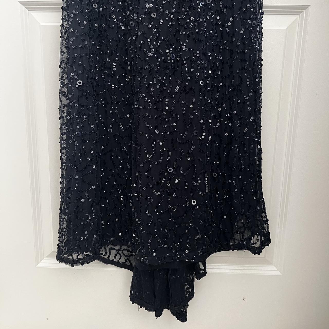 Adrianna Papell floor length all sequined gown Navy... - Depop