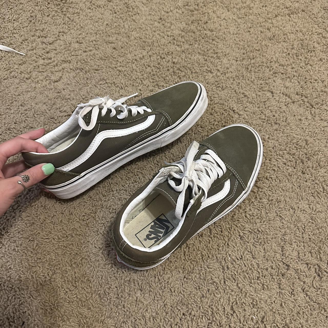 forrest green old skool vans! W 9 ! M 7.5. gently... - Depop