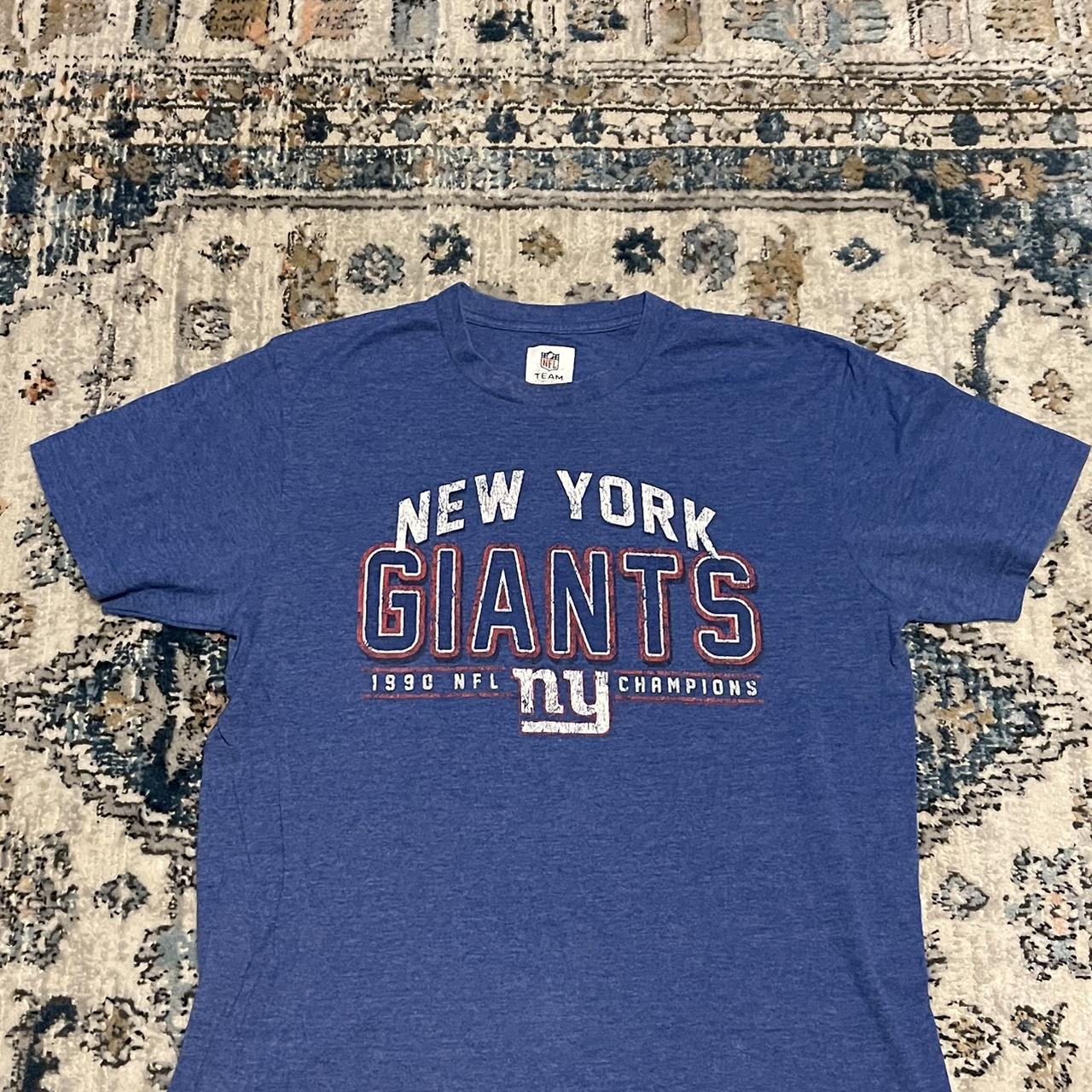 Blue NFL NY Giants Long Sleeve Shirt Size: Large - Depop