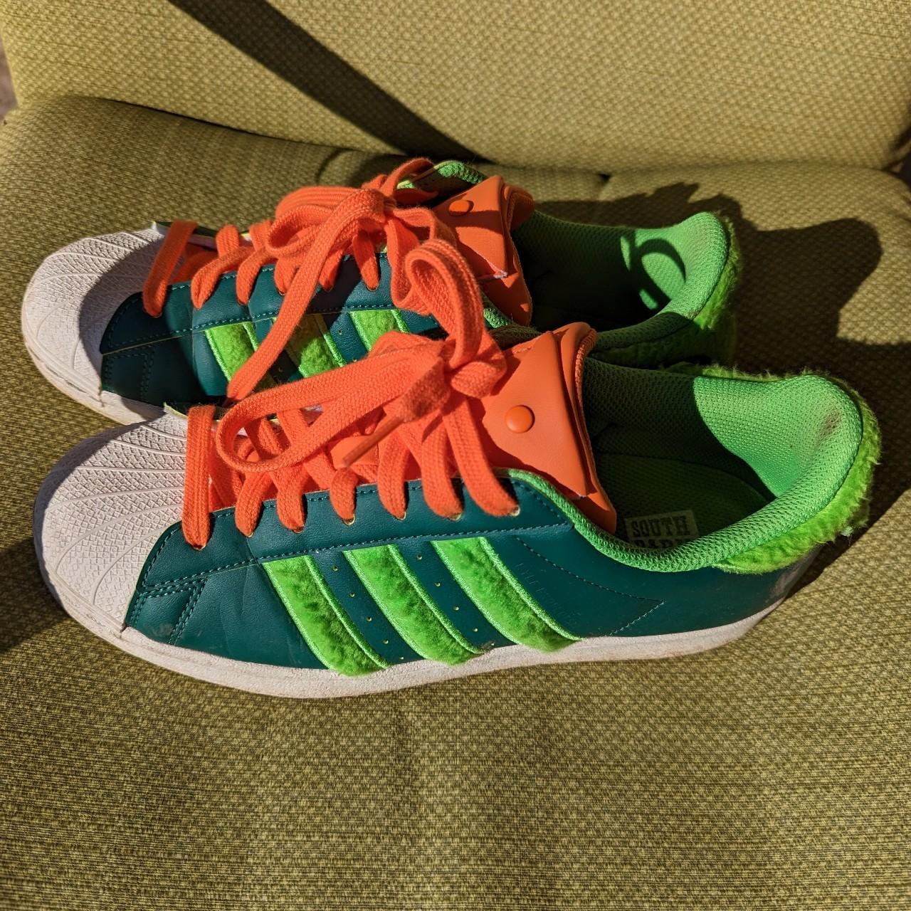 Adidas Men's Orange and Green Trainers | Depop