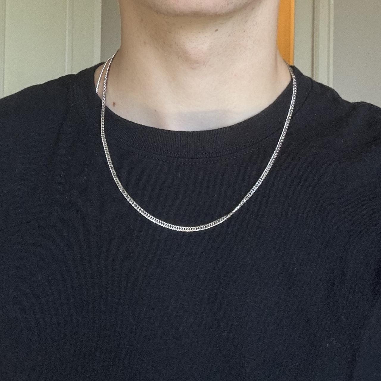 Simple silver chain necklace chain is 20 inches... | Depop