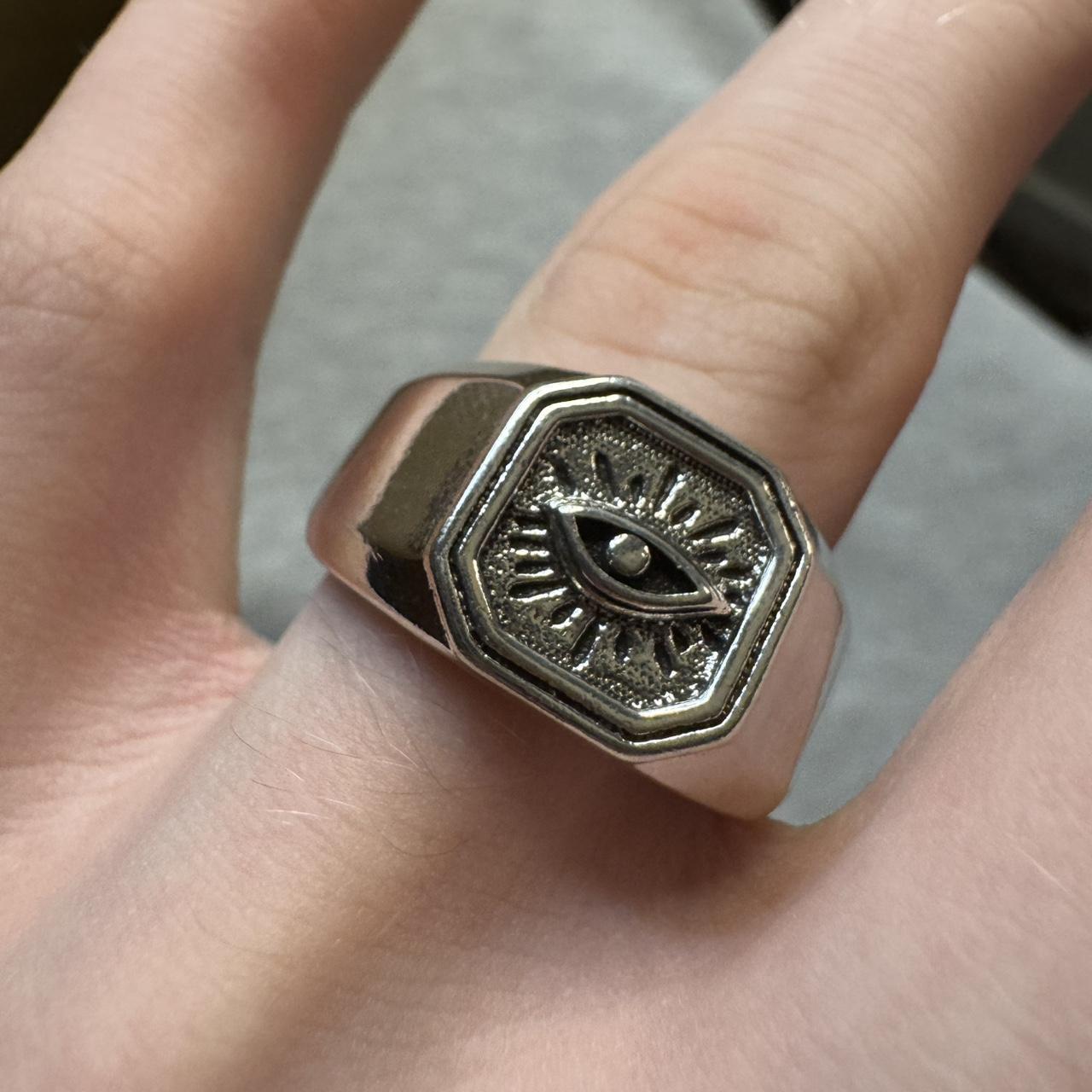 Men's Ring - Silver – Silver adjustable eye ring … - image 2