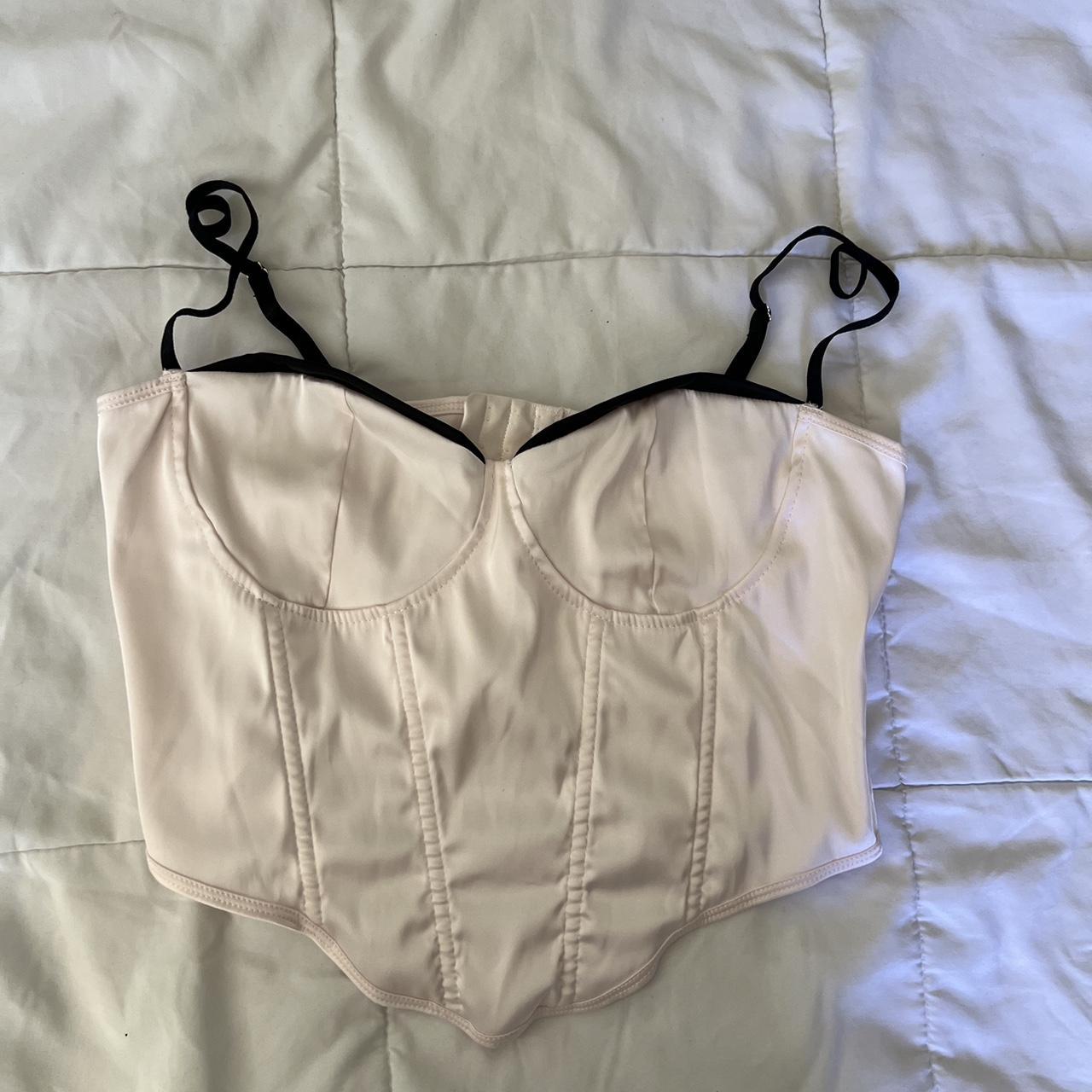 cream and black corset top from shein size medium... - Depop