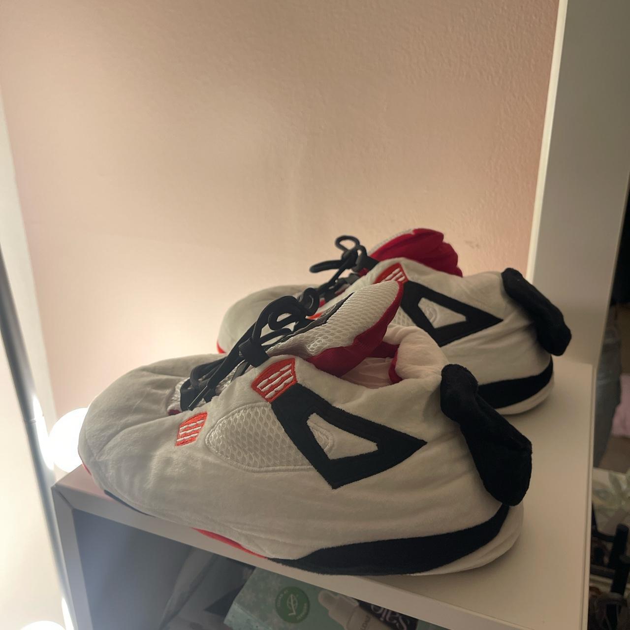 Air Jordan Retro 'Fire Red' Plush Slippers Depop