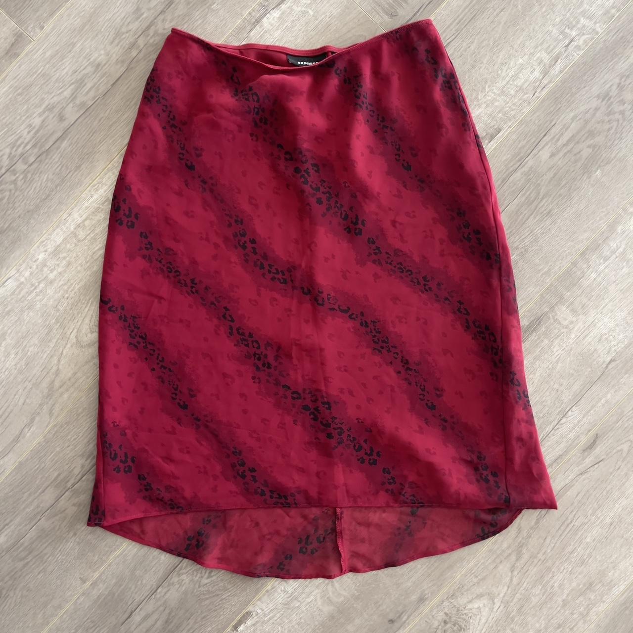 Express red knee length skirt size M Size M Love. Depop