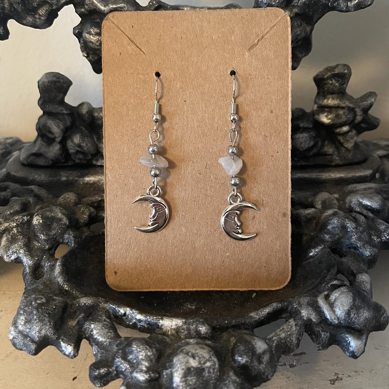 Moonstone Moon Earrings Witchy Moonstone Not Depop 7485