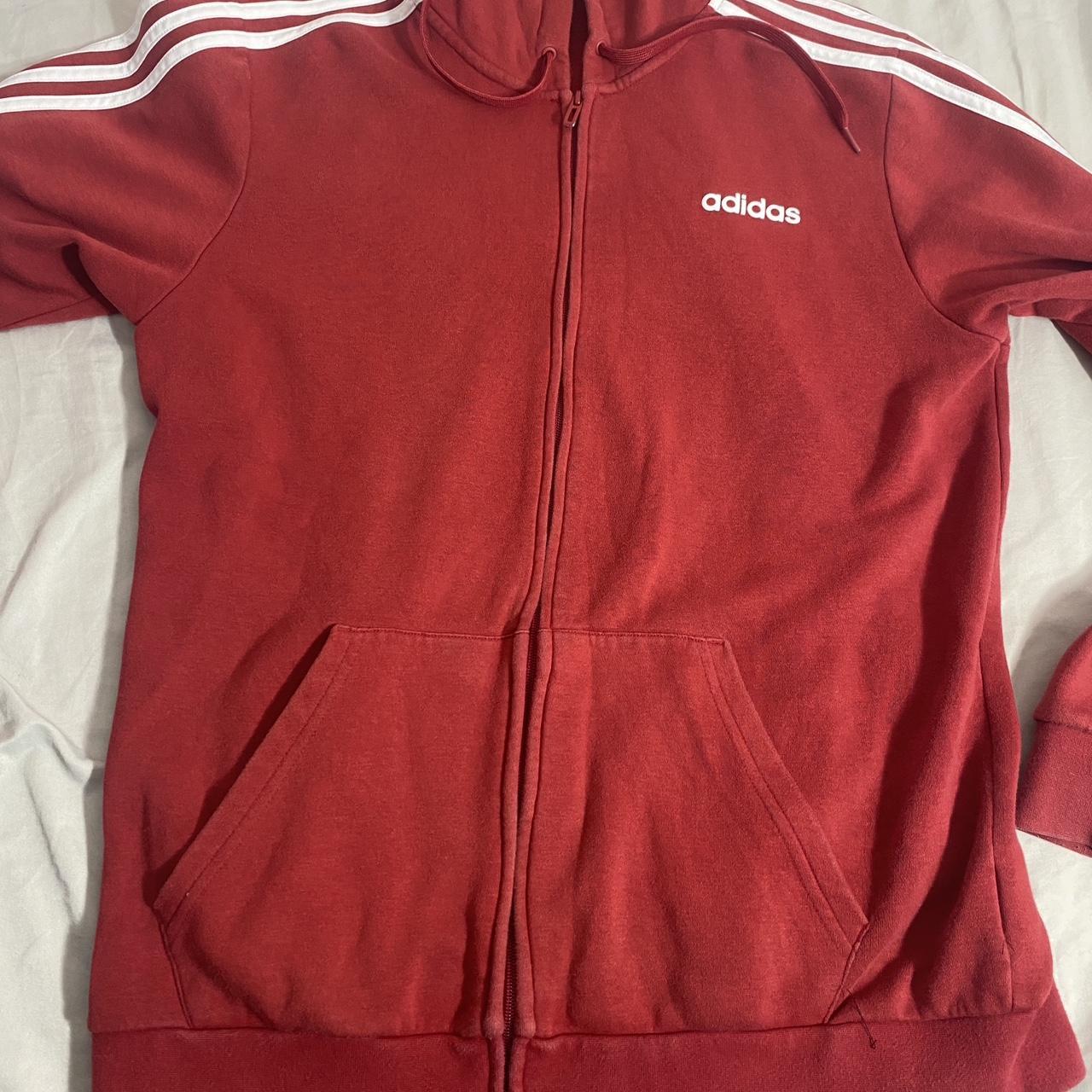 adidas red zip hoodie