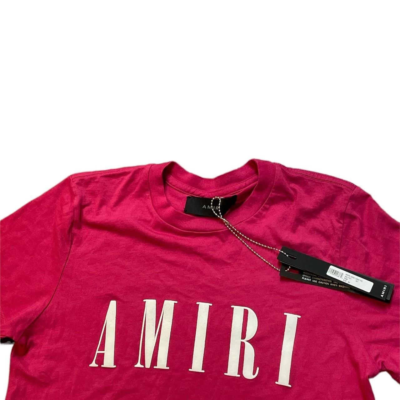 Amiri Women's Pink and White T-shirt (2)