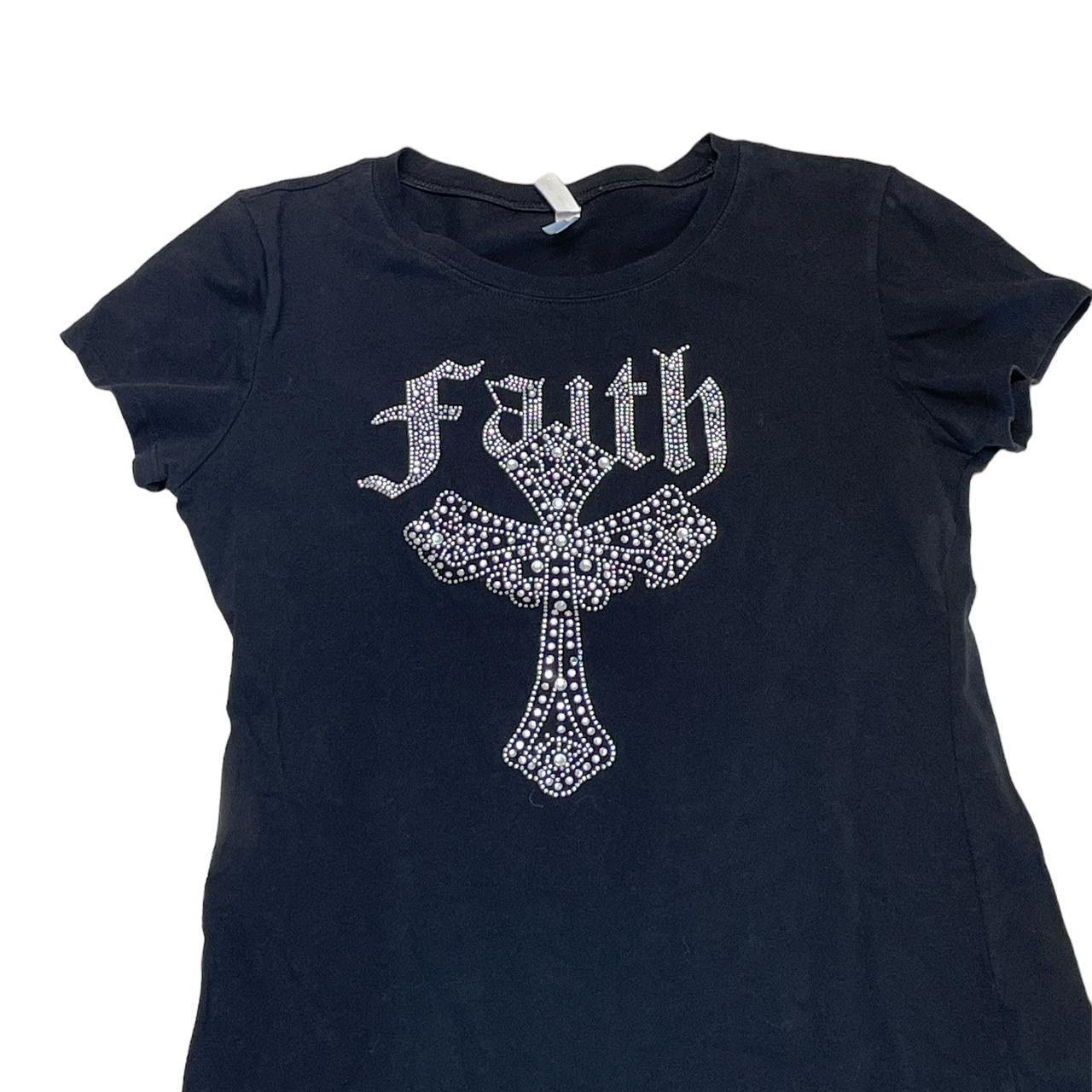 Faith Women's Black and Silver T-shirt (2)