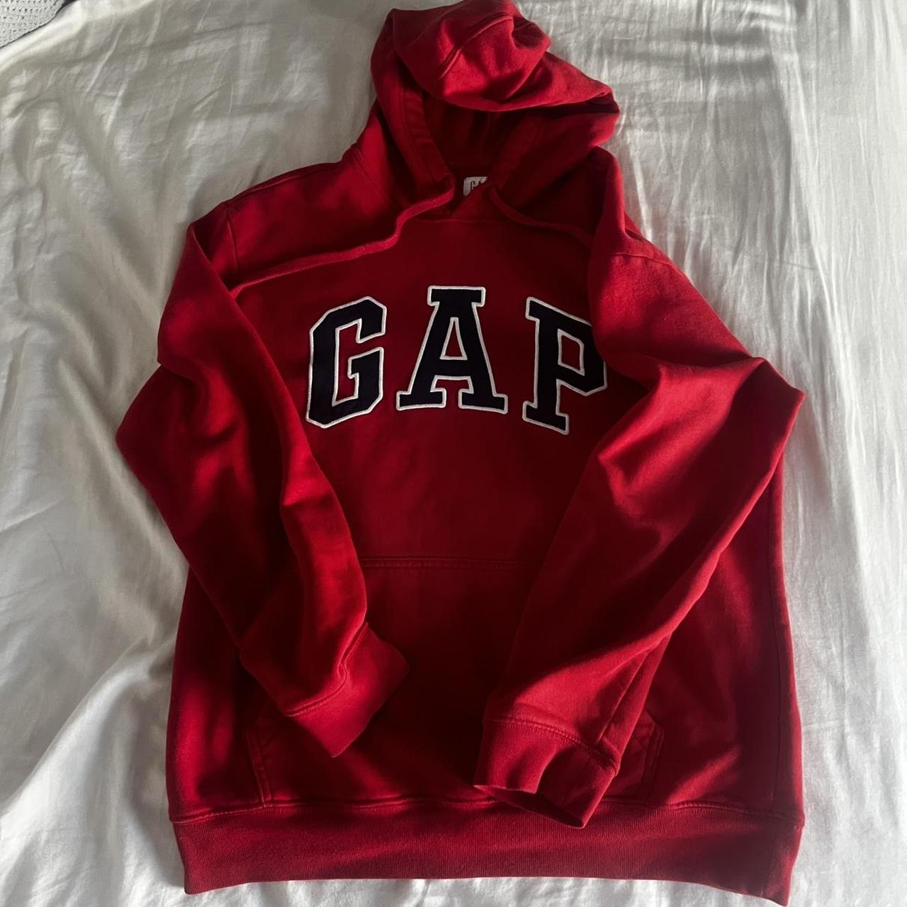 Basic red gap hoodie -size small -good condition ... - Depop