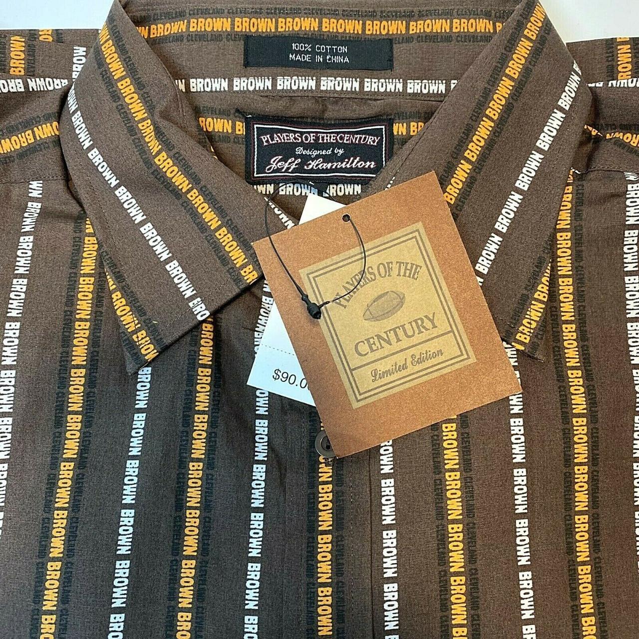 NFL, Shirts, Jeff Hamilton Cleveland Browns Jim Brown Button Down Dress  Shirt Size L