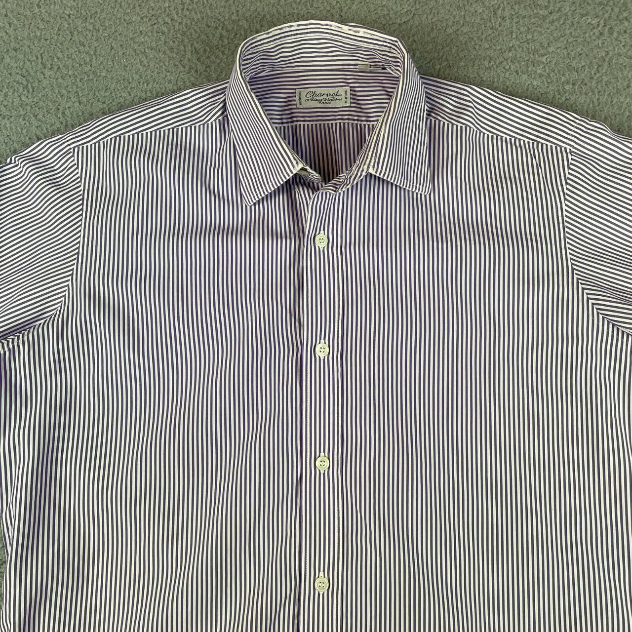 Charvet Men's White and Purple Shirt (2)