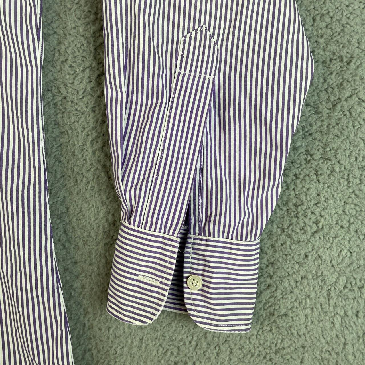 Charvet Men's White and Purple Shirt (8)