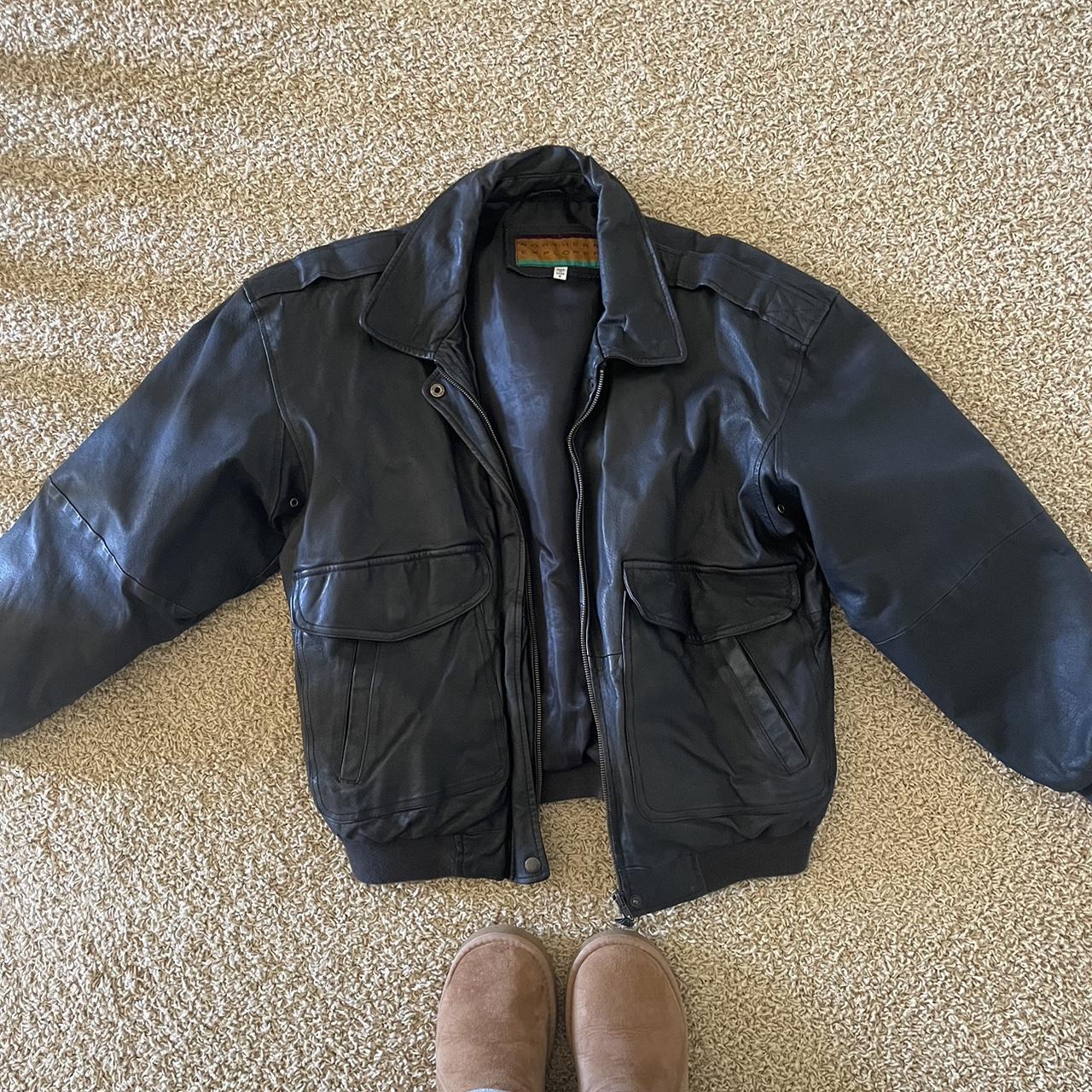 Leather bomber-jacket - Depop