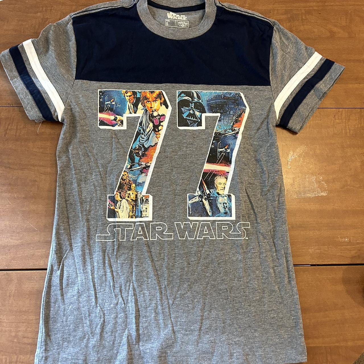 Star Wars 77 gray blue jersey style Tshirt men’s... - Depop