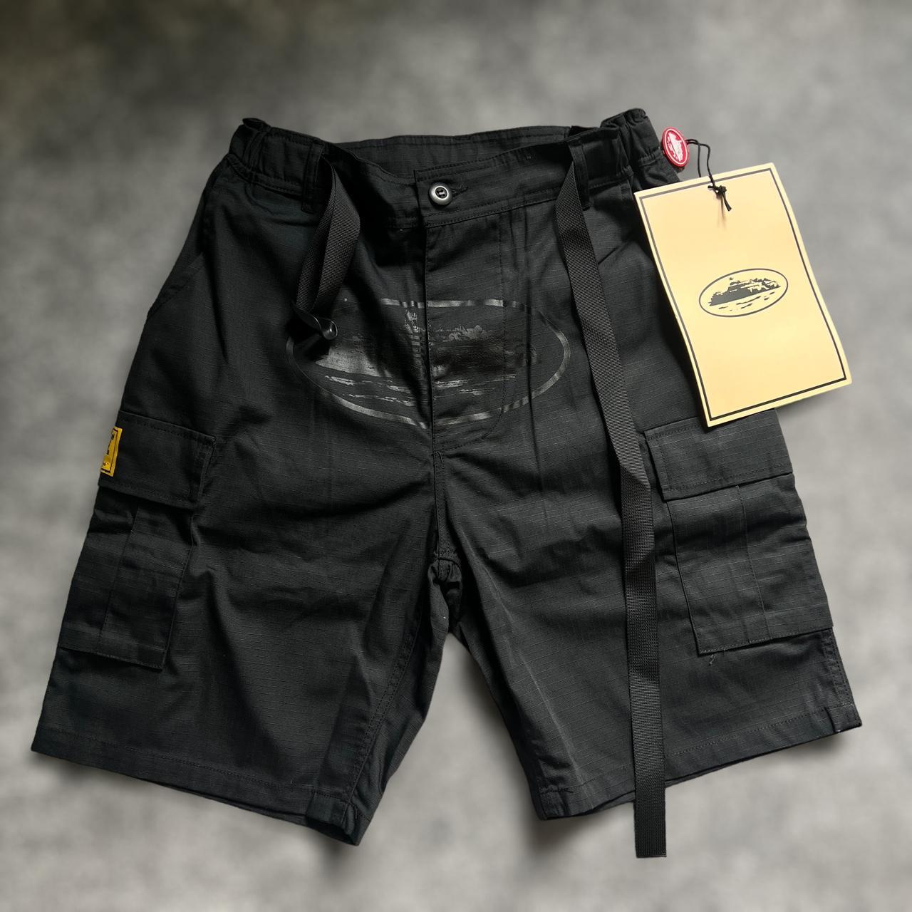 Corteiz Men's Black and Yellow Shorts | Depop