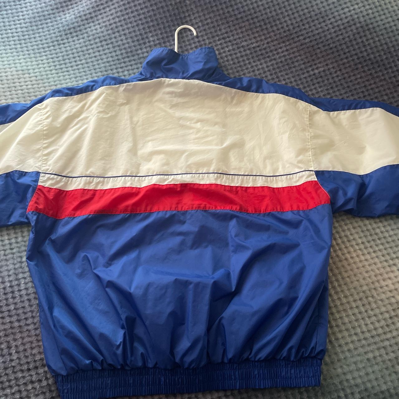 Men's Blue and Red Jacket Depop