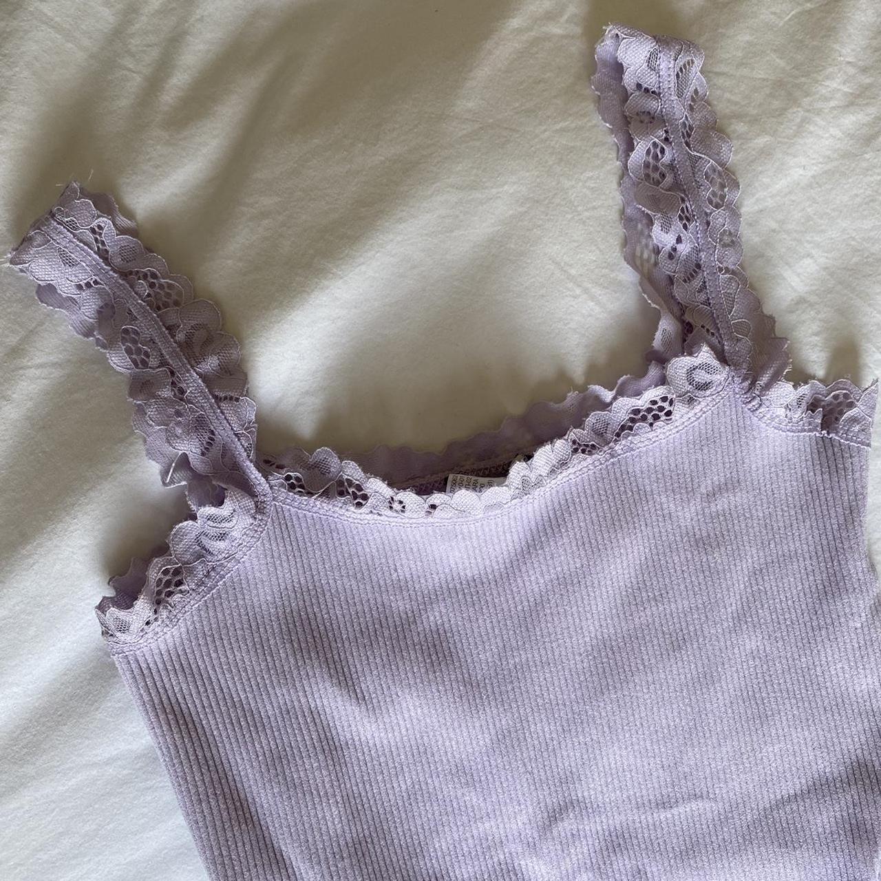 Zara lilac bodysuit with lace trim // XS zara... Depop