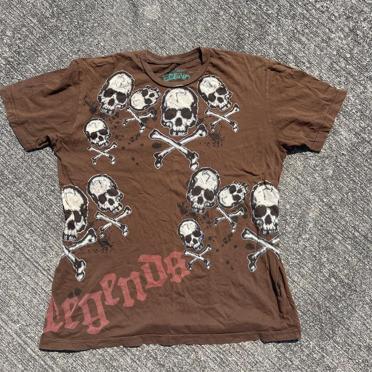 Affliction Men's Brown T-shirt | Depop