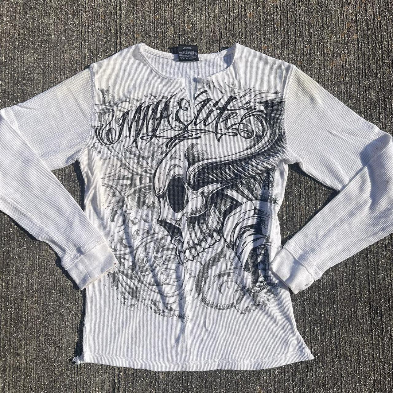 Affliction Men's White T-shirt | Depop